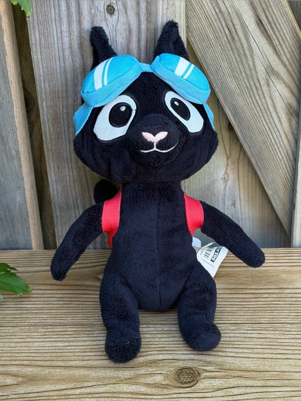 Ikea Lattjo Black Cat 11” Plush Kitty Stuffed With Backpack And Goggles